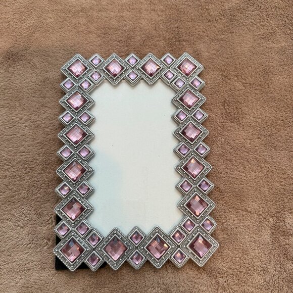 Silver Photo Frame with Pink Gem Detailing - 6x4 - Picture 2 of 7